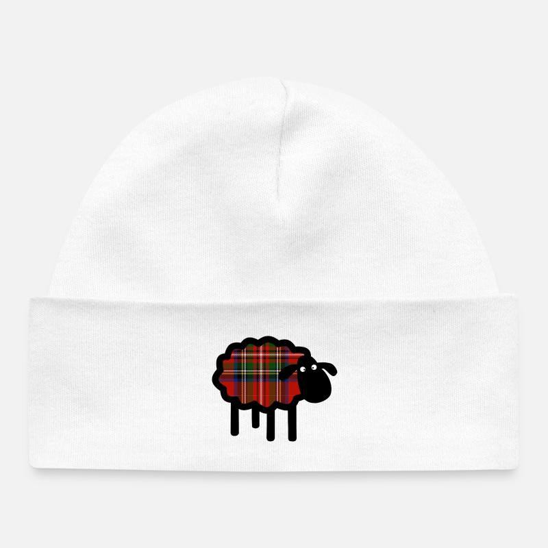 Mouton tartan silhouette - Bonnet bébé bio - blanc