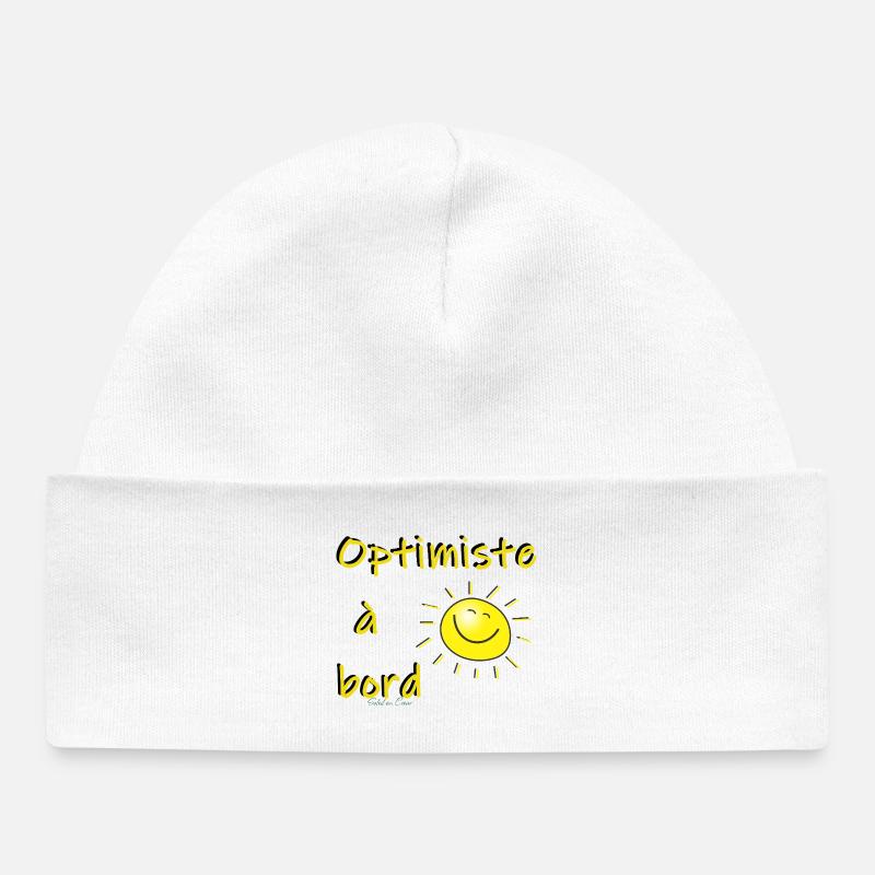 Optimiste à bord - Bonnet bébé bio - blanc