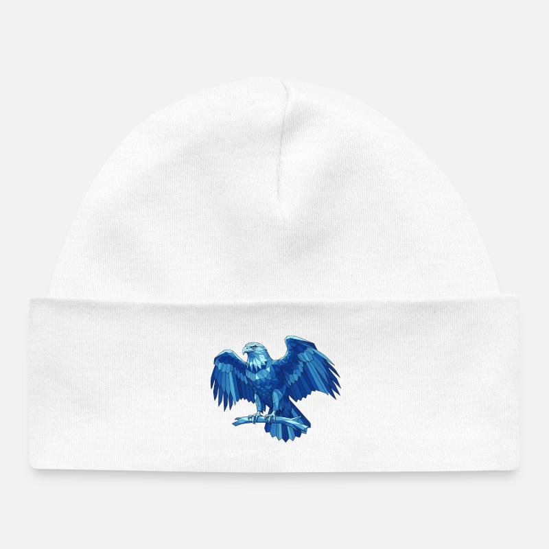 Aigle bleu géométrique avec épée - Bonnet bébé bio - blanc