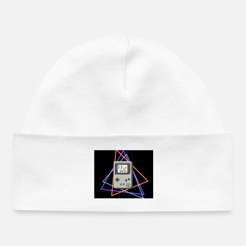 Retro Game Console Neon - Baby Organic Beanie - white