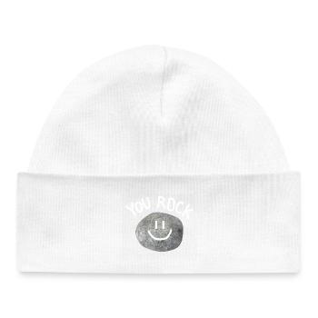 You Rock Minimal Statement Pebble - Baby Organic Beanie - white - Front