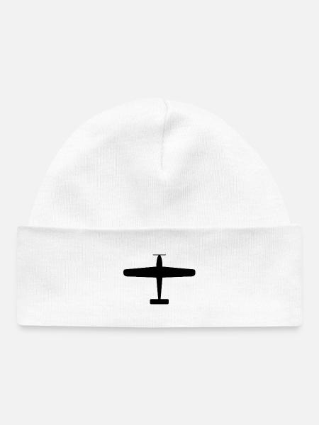 Black Airplane Silhouette - Baby Organic Beanie - white