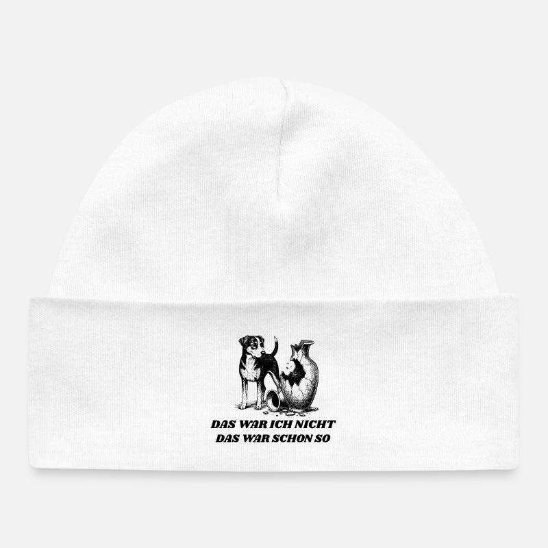 Design de chien drôle – « Ce n’était pas moi » - Bonnet bébé bio - blanc