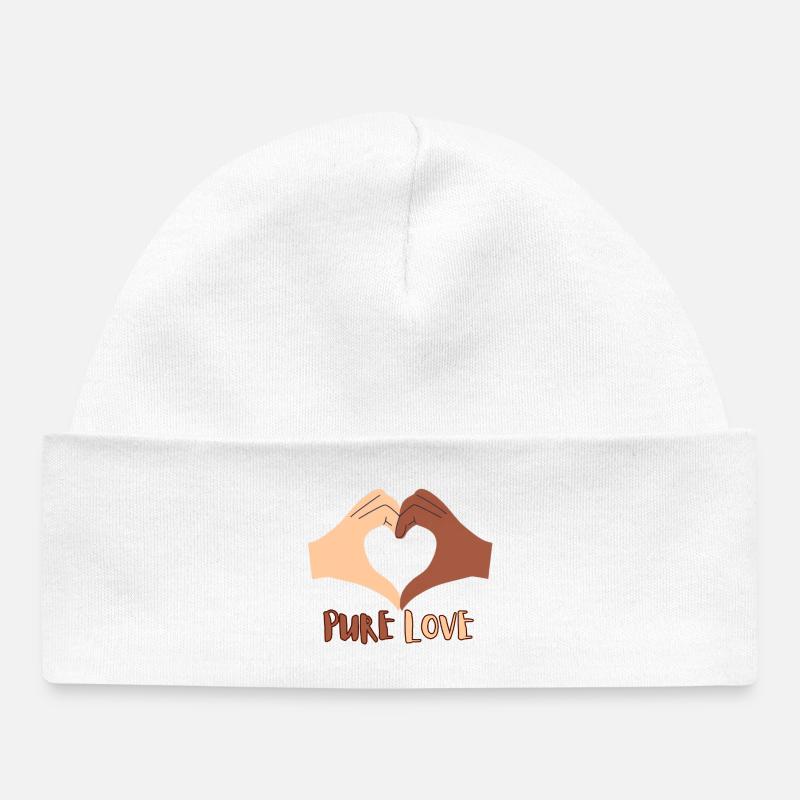 Pure Love Heart Hand Design - Bonnet bébé bio - blanc