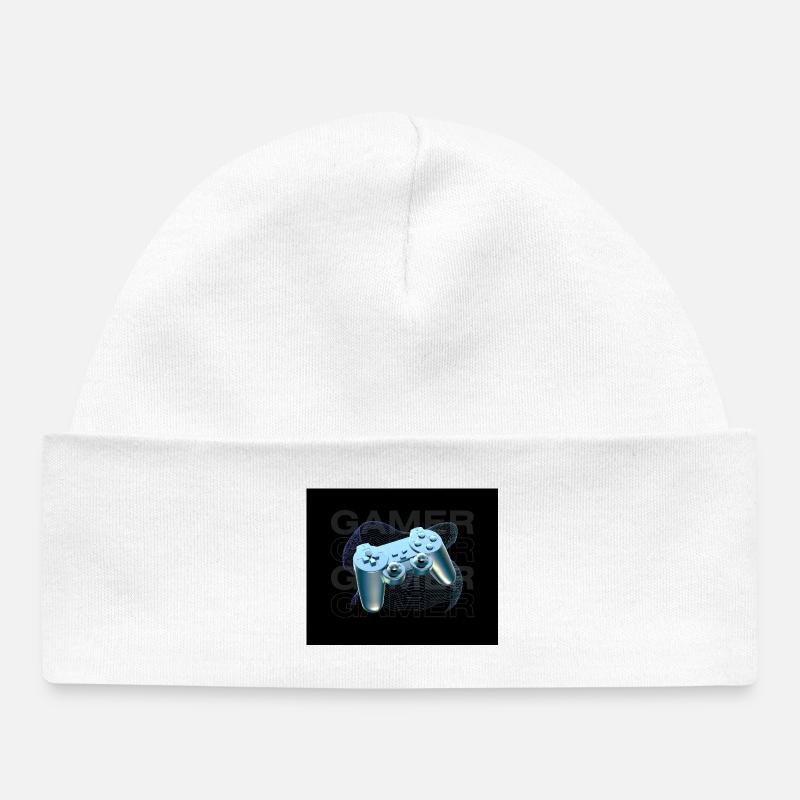 Neon Blue Controller 3D - Baby Organic Beanie - white