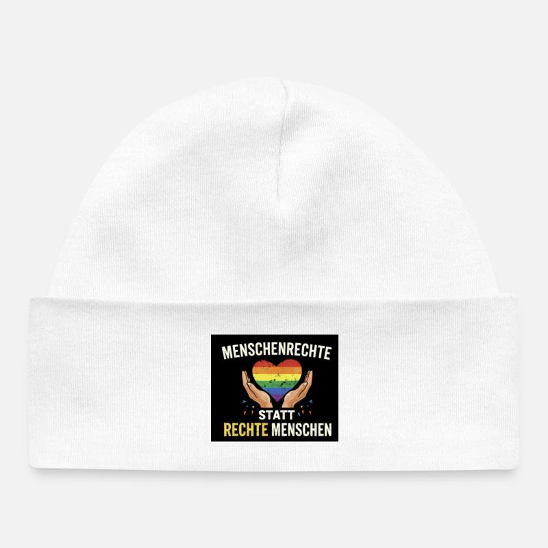 Les droits de l’homme plutôt que les gens de droite - Bonnet bébé bio - blanc