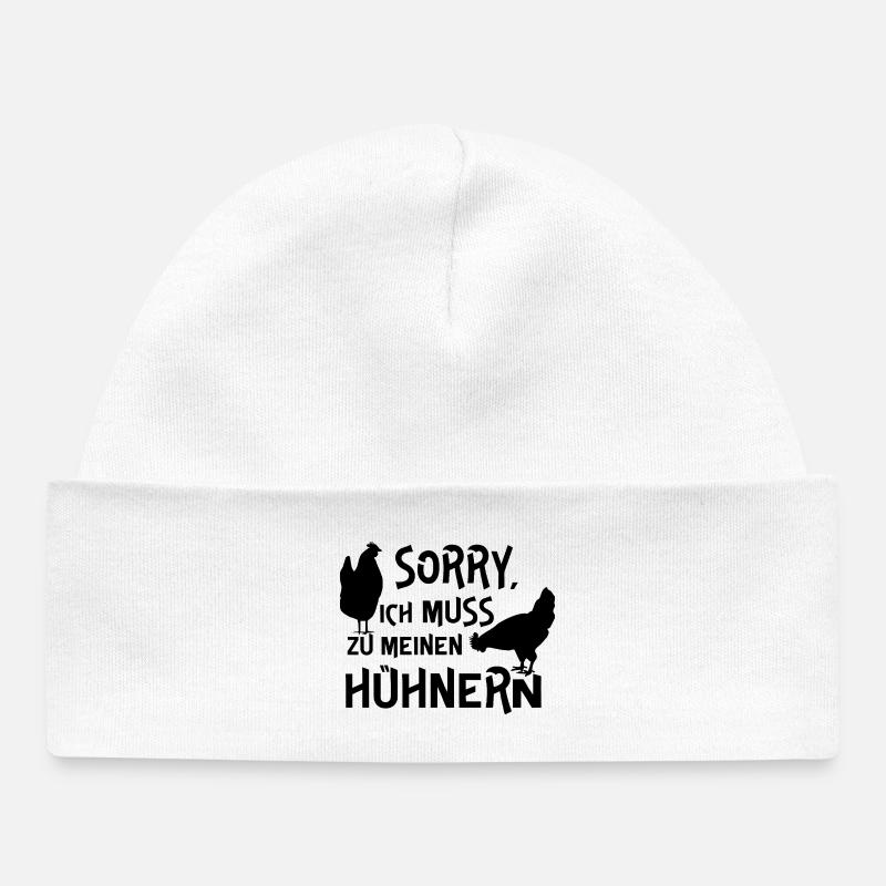 Fans de poulet - Coq - Coq - Poulet fleur - Bio - Bonnet bébé bio - blanc