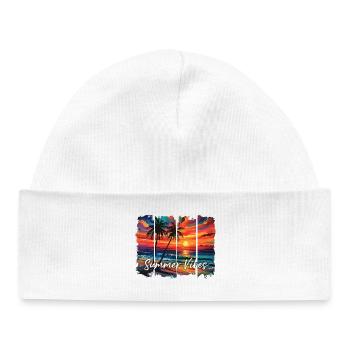 Summer Vibes Fun Quote Graphic - Baby Organic Beanie - white - Front