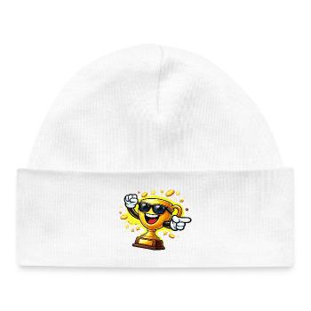 Golden Trophy with Sunglasses - Baby Organic Beanie - white - Front
