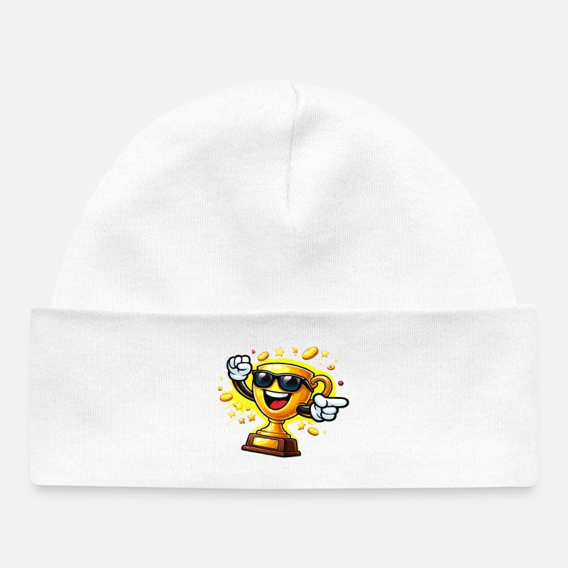 Trophée d’Or avec lunettes de soleil - Bonnet bébé bio - blanc
