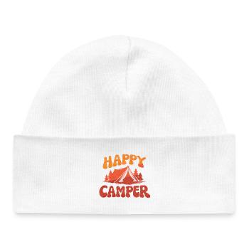 Fröhlicher Camper Lager-Print - Baby Organic Mütze - Weiß - Vorne