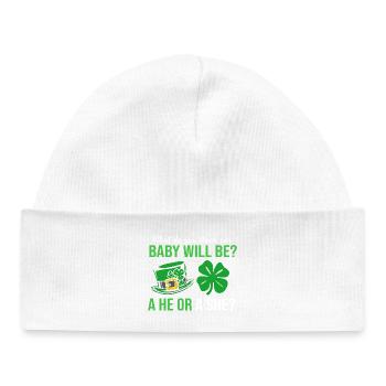 Révélation du sexe de la fête de bébé : la Saint-Patrick - Bonnet bébé bio - blanc - Devant