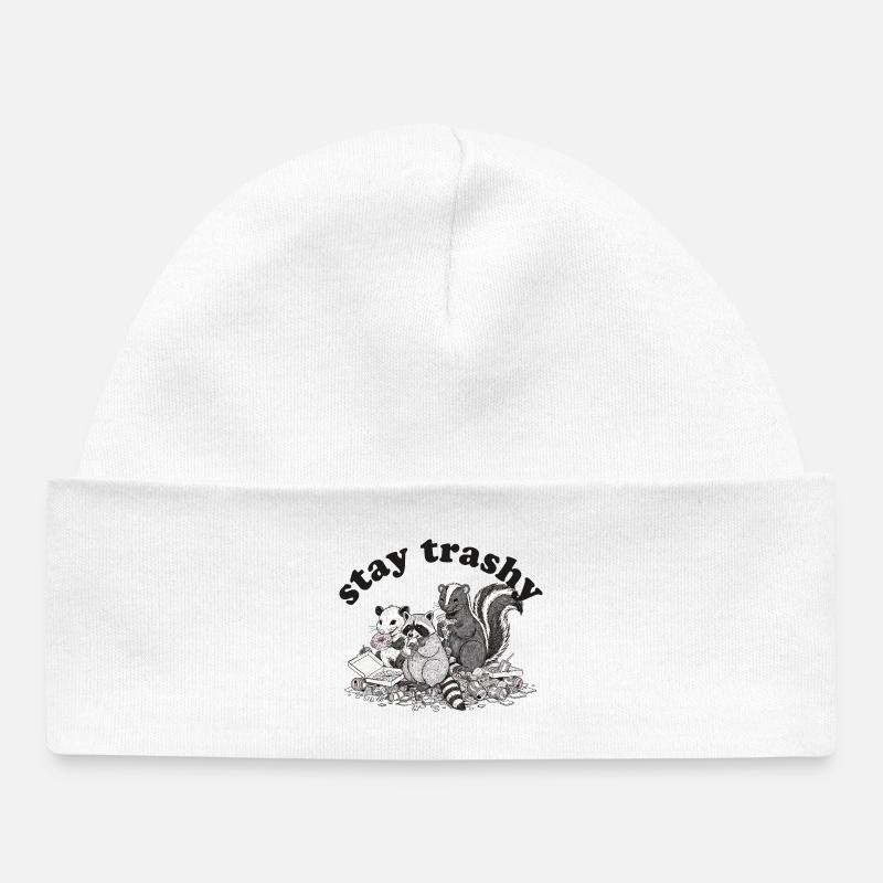 Reste Raton laveur Opossum Skunk - Bonnet bébé bio - blanc
