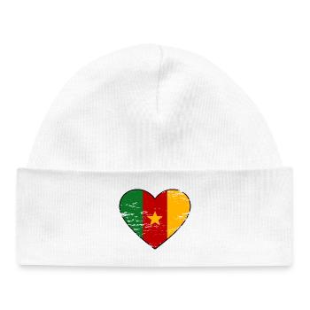 Cameroon Flag Heart - Baby Organic Beanie - white - Front