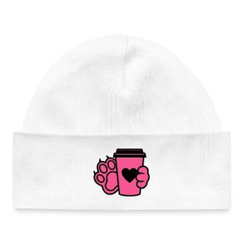 Dog Paw Coffee Cup Dog Mom - Baby Organic Beanie - white - Front