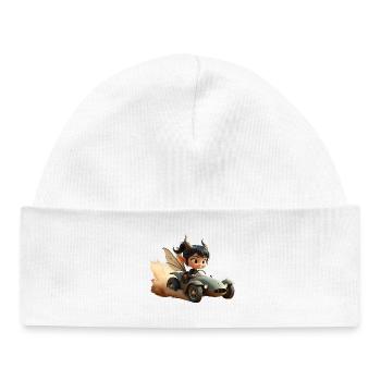 Adventure Goblin in Sand Car - Baby Organic Beanie - white - Front