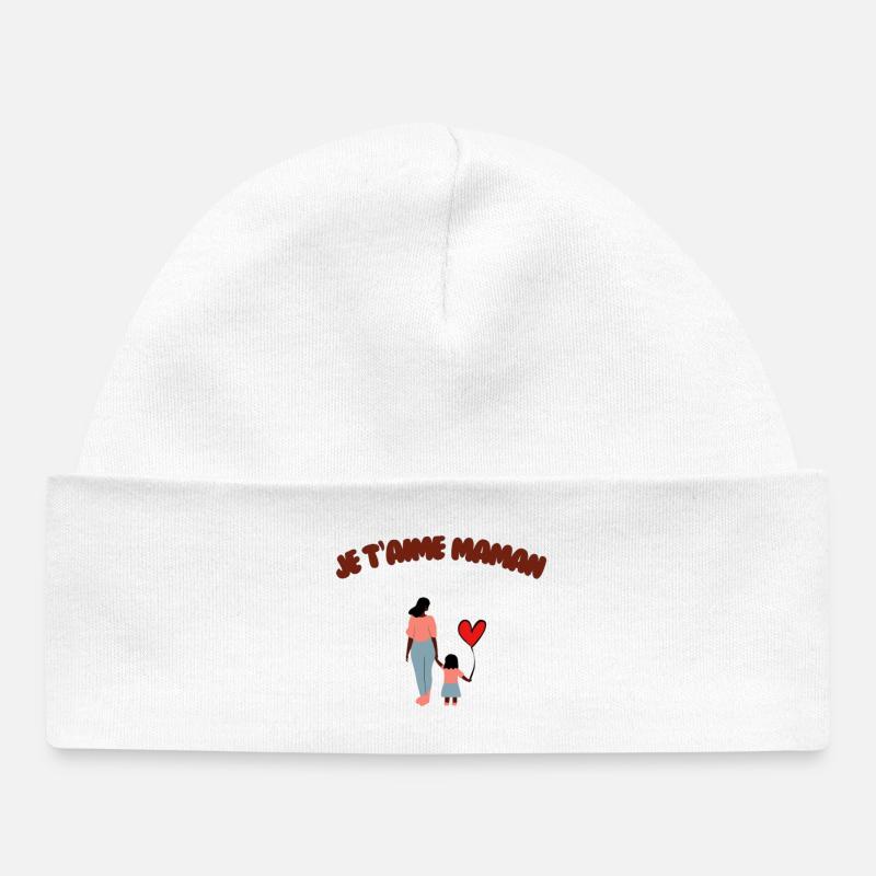 Je t'aime maman  - Bonnet bébé bio - blanc