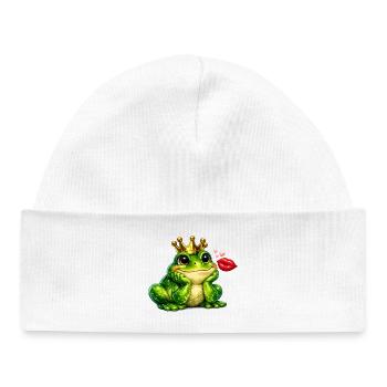 Kronfrosch-Kuss-Design - Baby Organic Mütze - Weiß - Vorne