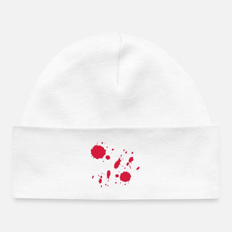 La peinture rouge éclabousse un motif abstrait - Bonnet bébé bio - blanc