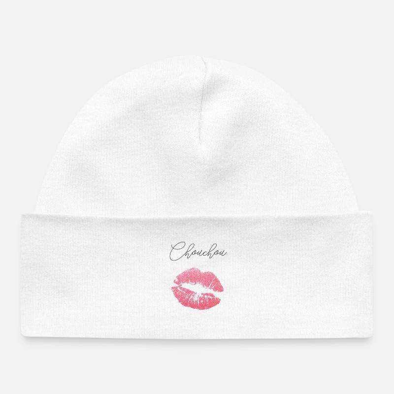 Baiser Rose à Glitter pour Femmes - Bonnet bébé bio - blanc