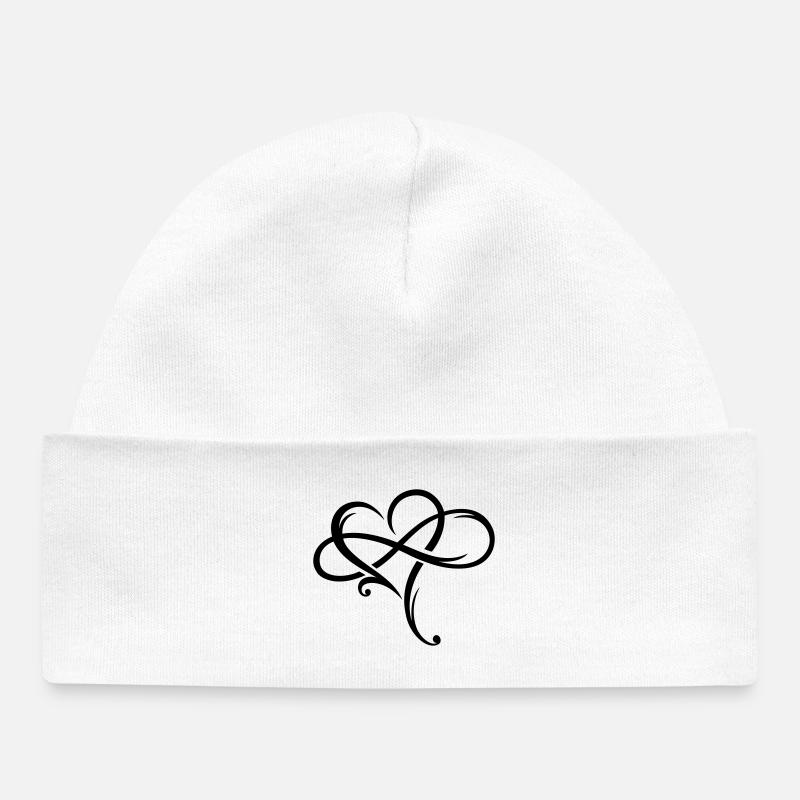 Signe de l'infini Amour infini Amour infini Amour - Bonnet bébé bio - blanc