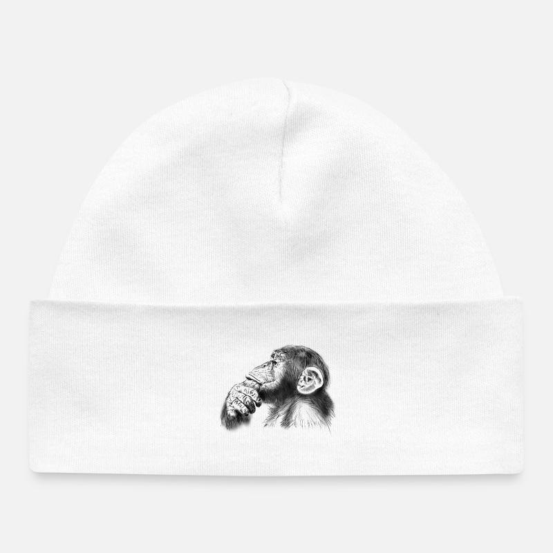 chimpanzé - Bonnet bébé bio - blanc