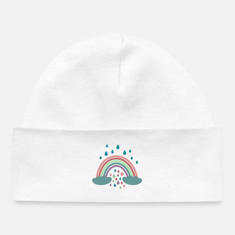 Conception de régenbogen arc-en-ciel heureux - Bonnet bébé bio - blanc