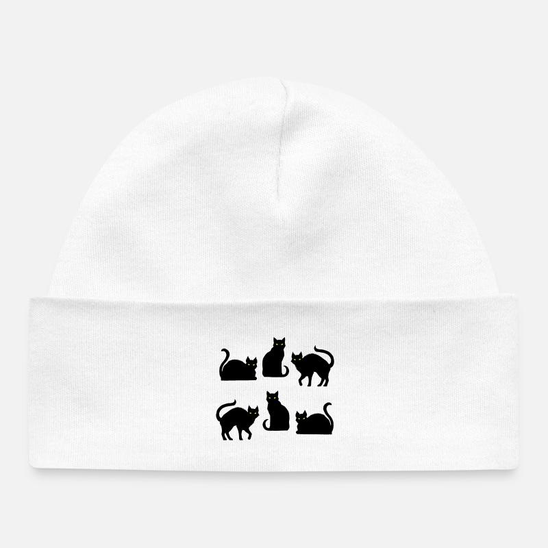 Chats - Symbole de la sorcellerie - Bonnet bébé bio - blanc
