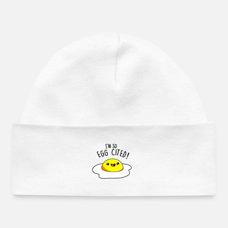 Egg-Cited Design - Baby Organic Beanie - white