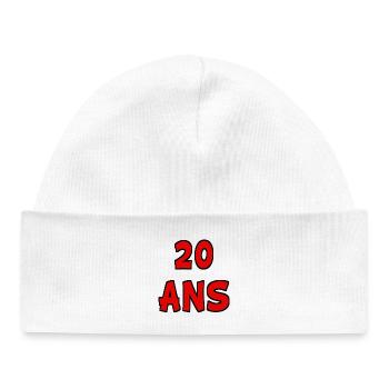 20 Ans. HAPPY BIRTHDAY. JOYEUX ANNIVERSAIRE. - Bonnet bébé bio - blanc - Devant