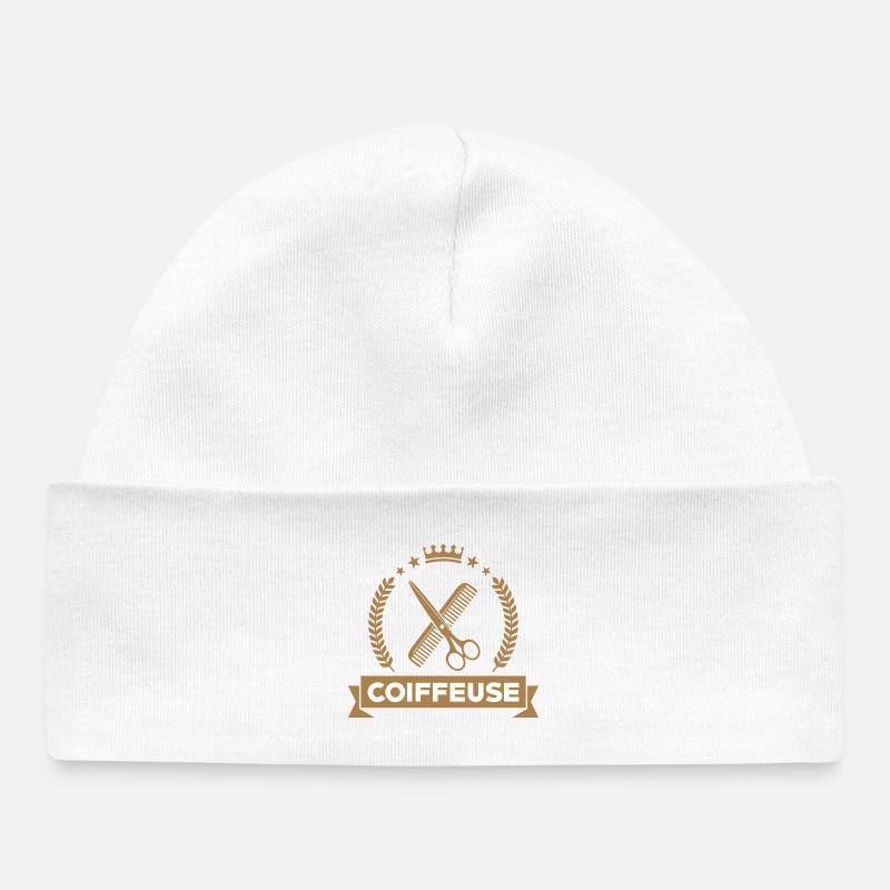 Coiffeur - Coiffeuse - Coiffure - Bonnet bébé bio - blanc