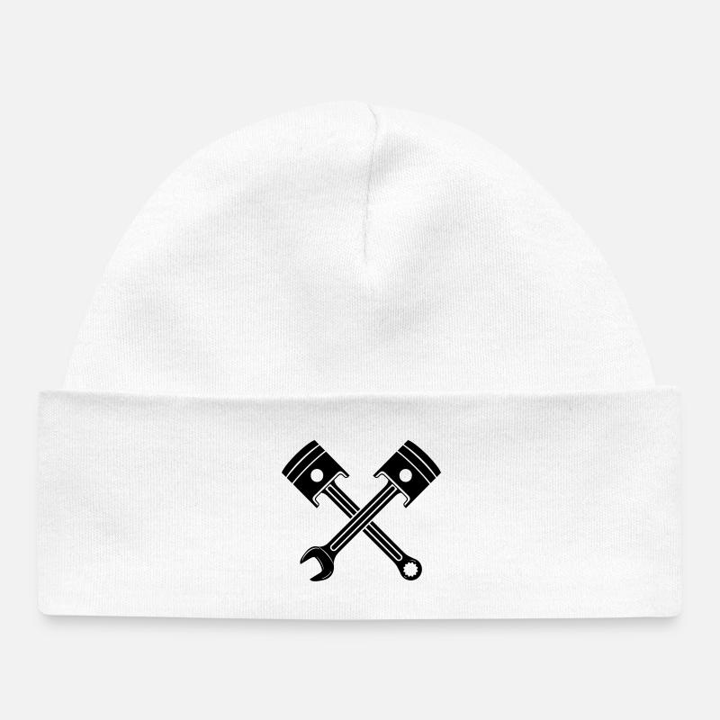 Clé de piston du moteur croisée - Bonnet bébé bio - blanc