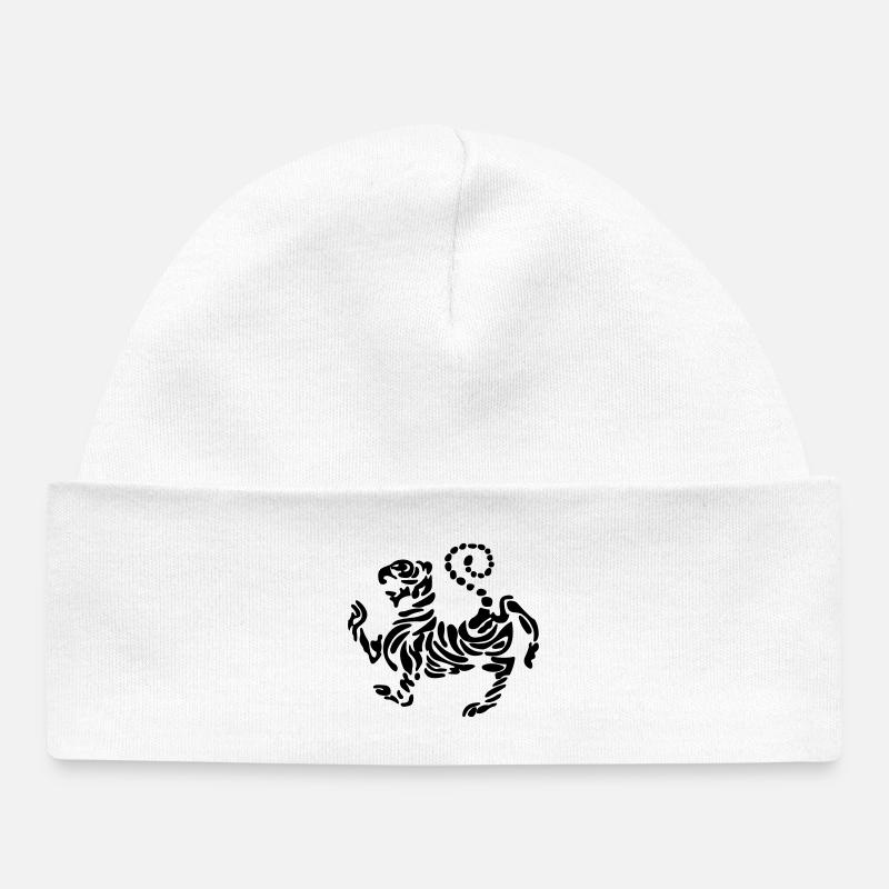 Shotokan tiger karaté logo emblème autoportant - Bonnet bébé bio - blanc