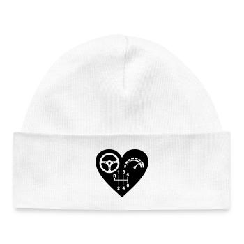 Boîte de vitesses cœur à 6 vitesses - Bonnet bébé bio - blanc - Devant