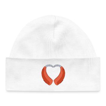 Heart Shaped Hearing Aid - Baby Organic Beanie - white - Front