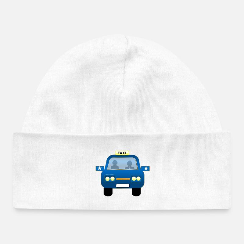 Dessin animé de façade de taxi bleu - Bonnet bébé bio - blanc