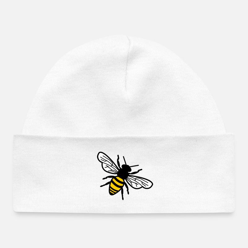 Logo d’abeille pour apiculteur - Bonnet bébé bio - blanc