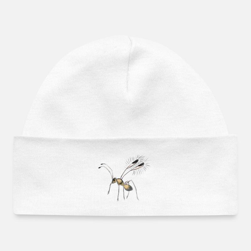 Dessin de minuscule mouche - Bonnet bébé bio - blanc