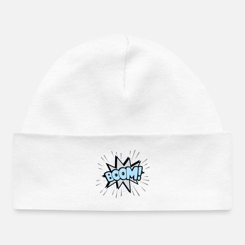 Boom blue - Baby Organic Beanie - white