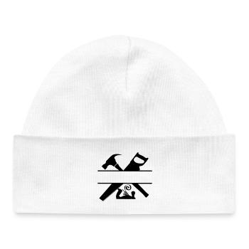 Scie à marteau et raboteuse logo de charpentier - Bonnet bébé bio - blanc - Devant