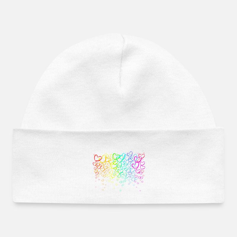 arc en coeur - Bonnet bébé bio - blanc
