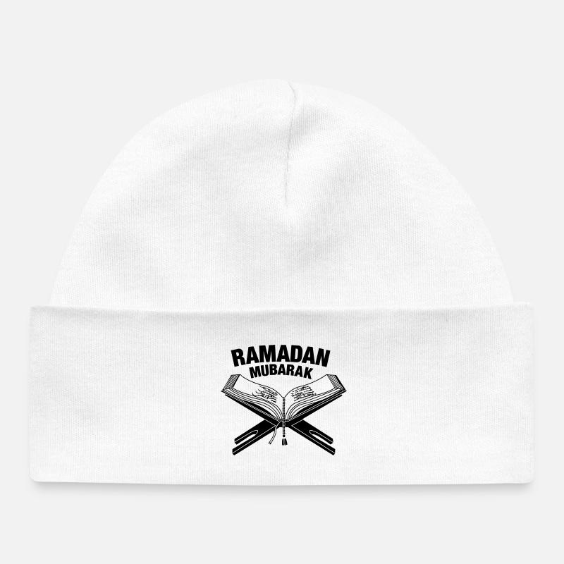 Coran Ramadan Moubarak - Bonnet bébé bio - blanc