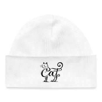 Feline Overlay - Fused Cat - Baby Organic Beanie - white - Front