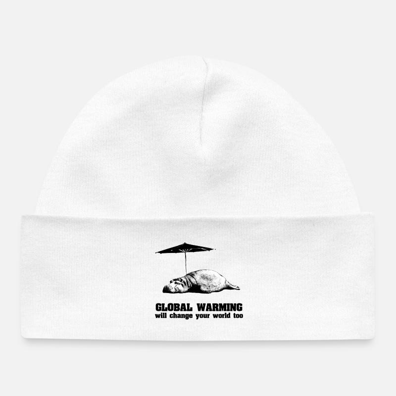 Global Warming / Climate Change / Global Warming - Baby Organic Beanie - white
