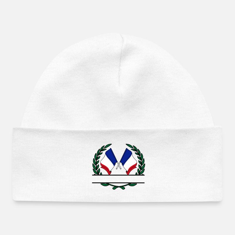 Drapeaux France couronne de laurier bannière - Bonnet bébé bio - blanc