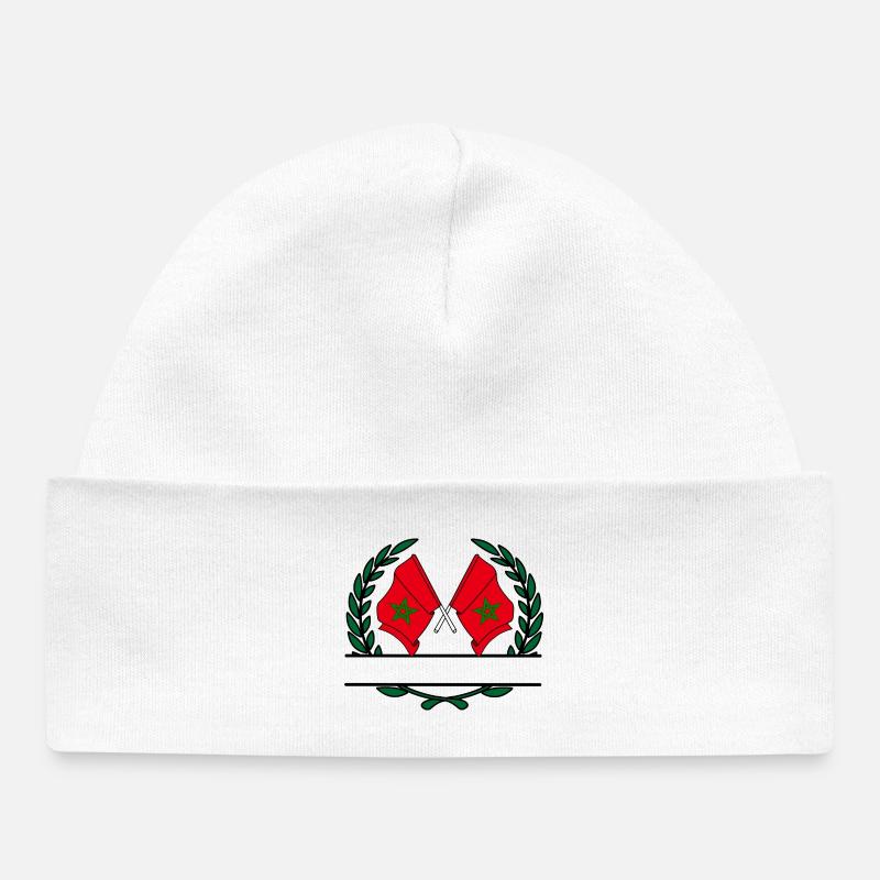 Drapeaux Maroc couronne de laurier bannière - Bonnet bébé bio - blanc
