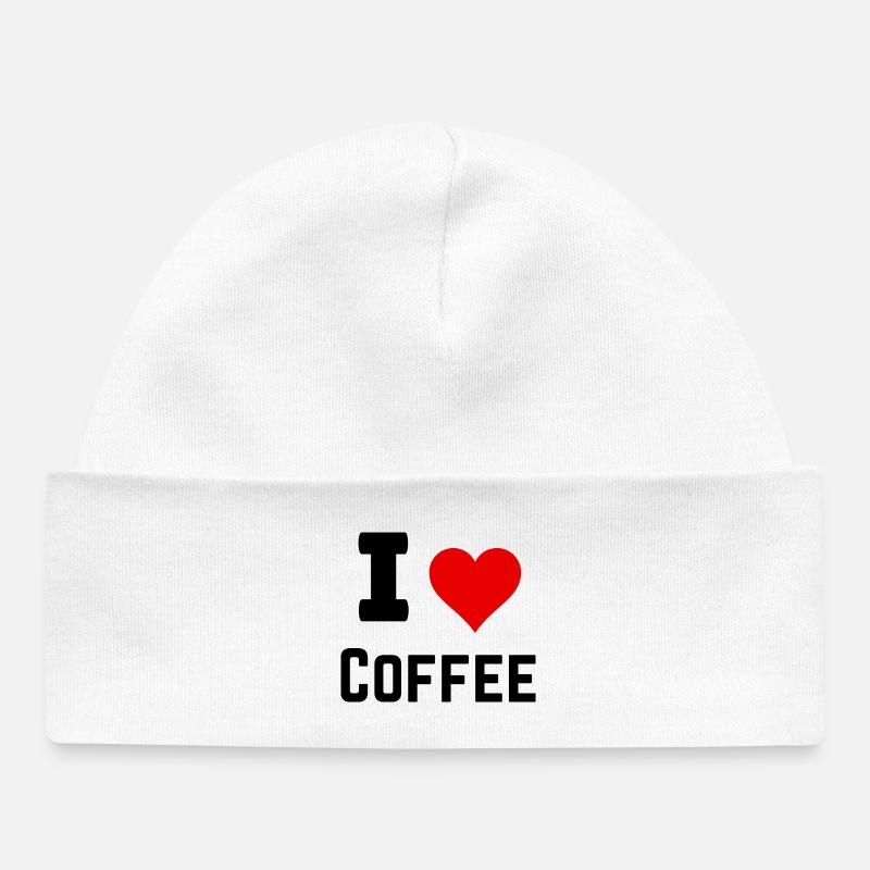 I love coffee - Bonnet bébé bio - blanc