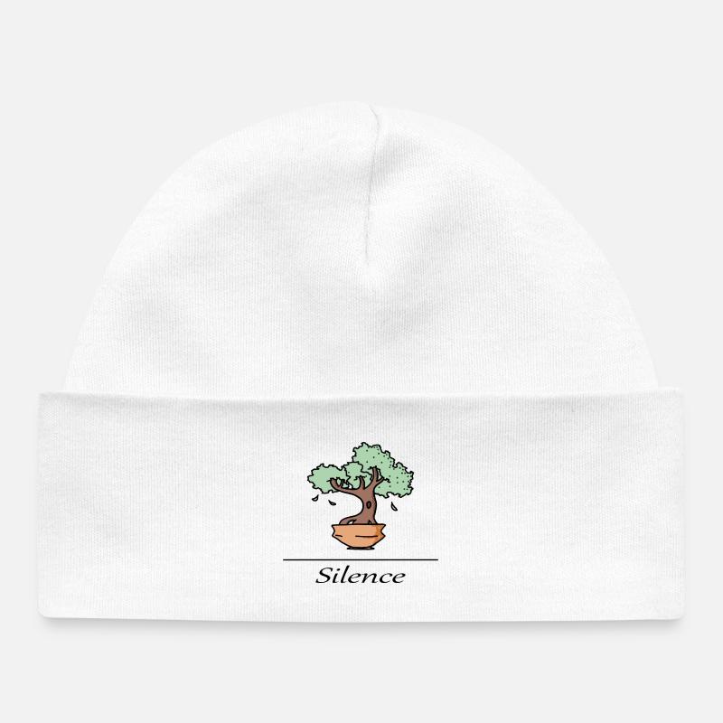 Arbre zen - silence - Bonnet bébé bio - blanc