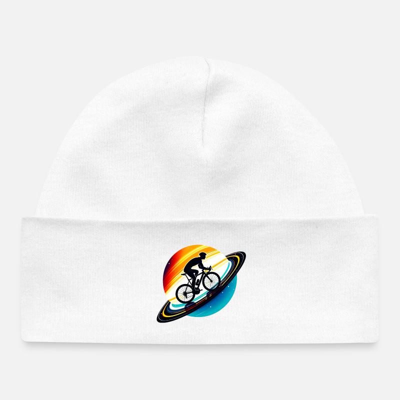 Cycliste sur Saturne - Bonnet bébé bio - blanc