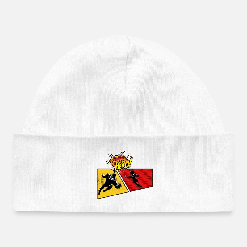 Panneau Pop Art Super-héros - Bonnet bébé bio - blanc